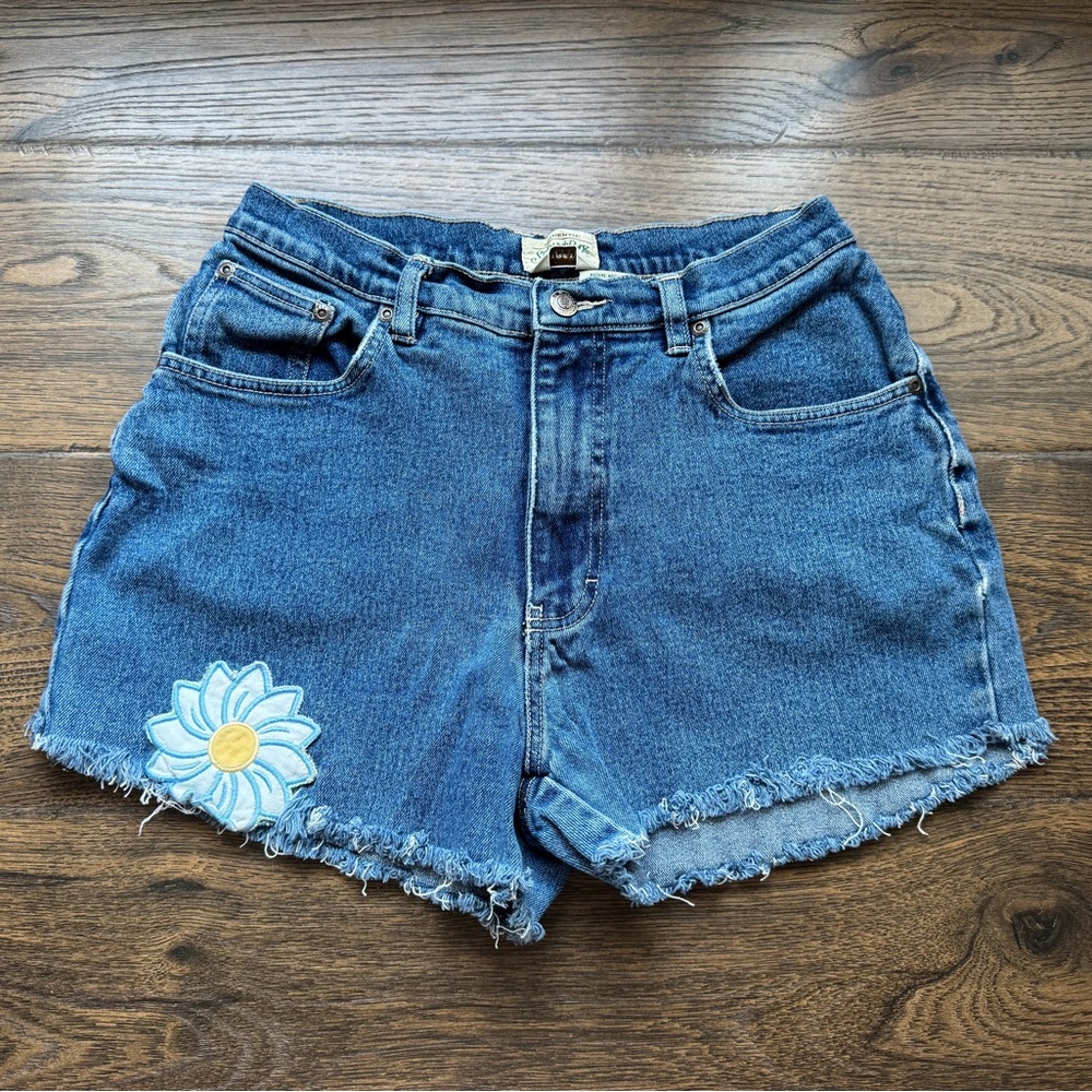 Women's Denim Cut-Off Shorts with Embellishments - Picture 1 of 4